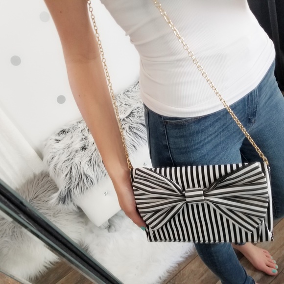 Last1🔒VERANDA Striped Bow Envelope Clutch Handbag - Picture 10 of 10